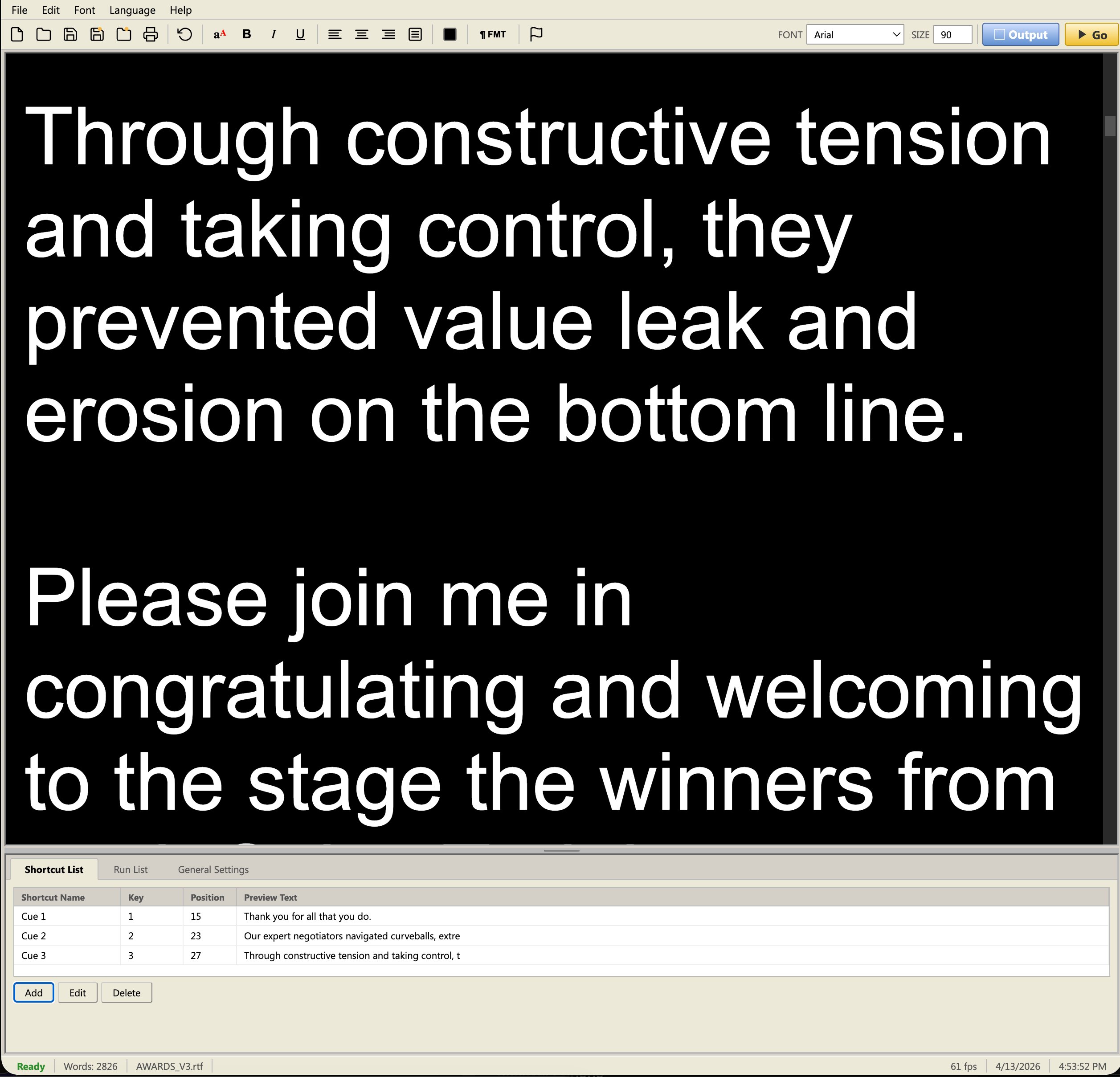 PrompterQ teleprompter software interface